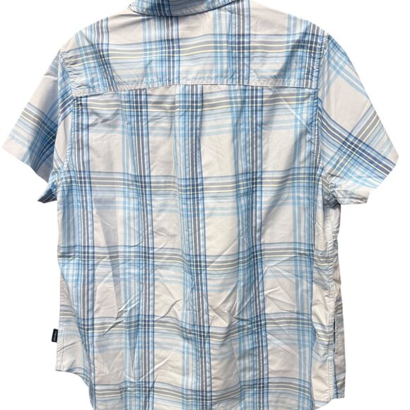 Eddie Bauer Short Sleeve Adventure Shirt Large Blue Plaid Quick Dry Lightweight - Picture 2 of 6